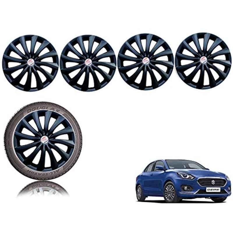 Auto Pearl 4 Pcs 14 inch Black ABS Hubcap Wheel Cover Set with Retention Ring for Maruti Suzuki SwiftDzire2017