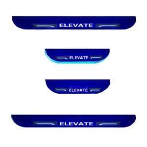 Car Accessories Hub 4 Pcs Acrylic Black Sill Scuff Plate Set with Blue LED for Honda Elevate All Model
