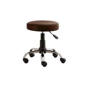 Classela Detto Foam & Rexine Brown Height Adjustable Rolling Bar Stool