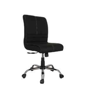 Newturn Maxson Leather Black Medium Back Armless Ergonomic Revolving Chair