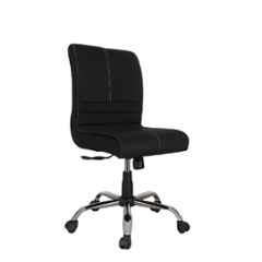 Newturn Maxson Leather Black Medium Back Armless Ergonomic Revolving Chair