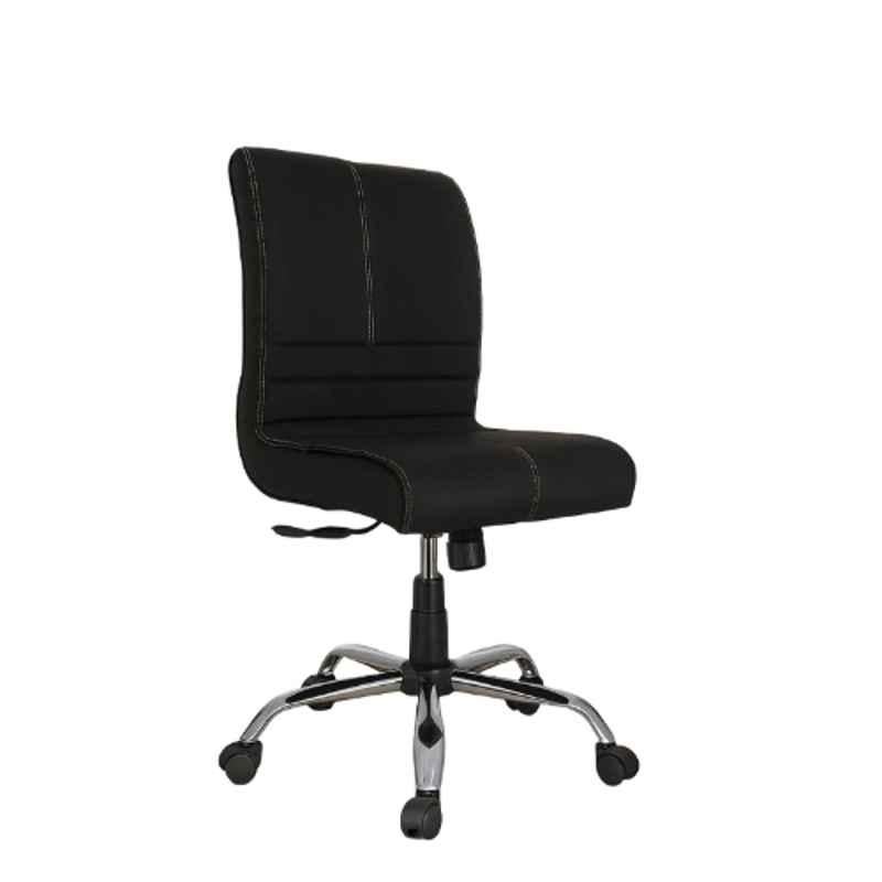 Newturn Maxson Leather Black Medium Back Armless Ergonomic Revolving Chair