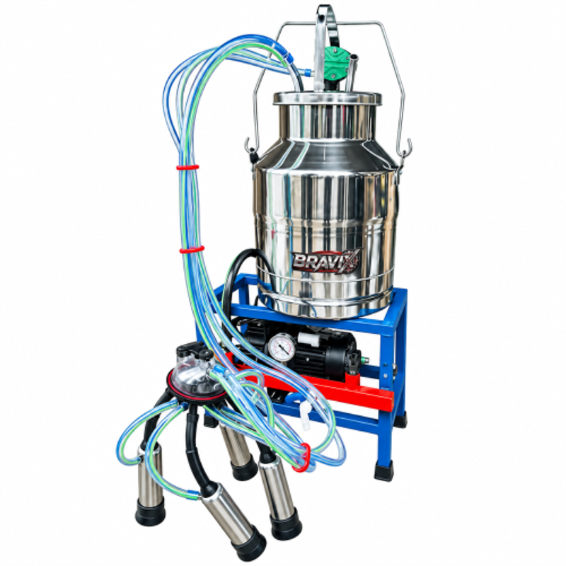Bravix 0.75HP 25 Liter Stainless Steel Automatic Milking Machine with Single Bucket