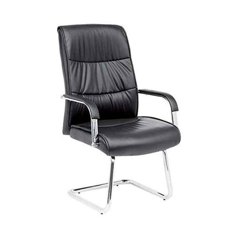 Generic 45x130x50cm Leather Black & Silver Conference Chair, 107BK