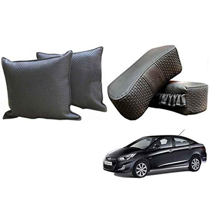 Kozdiko One Pair Grey Neck Rest & One Pair Cushion Combo for Hyundai Verna Fluidic
