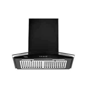 Hindware Floria 1100CMH Black Curved Glass Kitchen Chimney with Durable Baffle Filter, C100322, Size: 60 cm