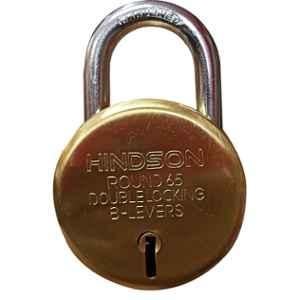 Hindson 65mm 8 Lever Round Padlock with 3 Keys, HIN-GOLD 65