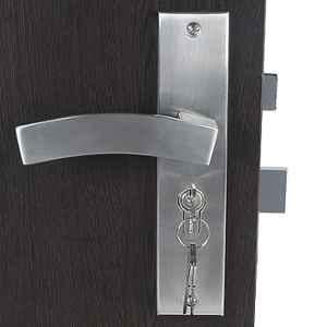 Handle Waala LB10002-CYS-BSK 8 inch 60mm Stainless Steel Silver Cylindrical Plate Both Side Key Mortise Door Lock Set