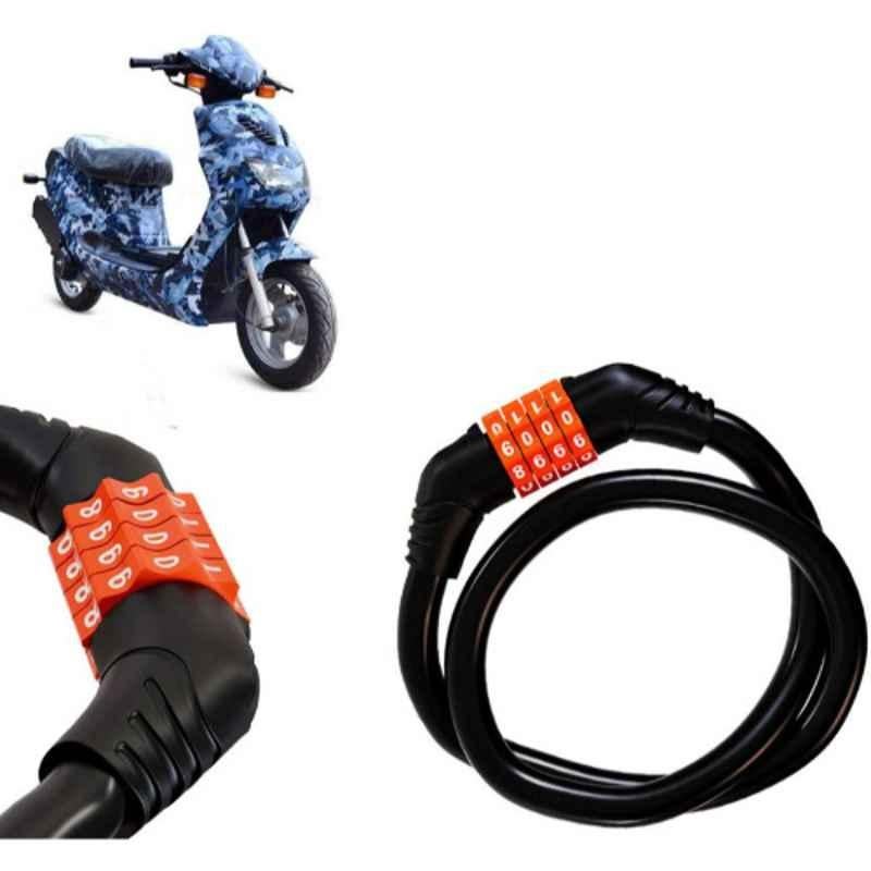 Auto Pearl Black & Orange 4 Digit Anti-Theft Combination Number Lock for Electric AXLHE-20