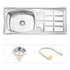 Prestige Premium quality (37x18x8Inch) Drain board Stainless steel  Chrome Finish Kitchen Sink With Waste Coupling ,Vessel Sink (SILVER) Vessel  Sink Price in India - Buy Prestige Premium quality (37x18x8Inch) Drain  board Stainless