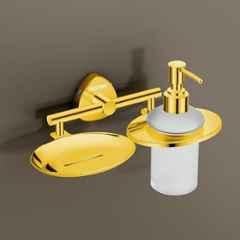 Plantex Stainless Steel Soap Dish with Liquid Dispenser/Soap Stand for Bathroom Wall Mount/Shampoo Dispenser/Bathroom Accessories PVD Gold Finish Angel