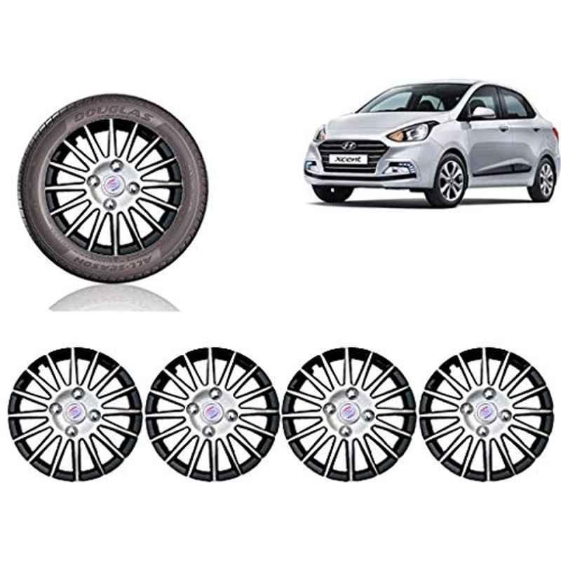 Auto Pearl 4 Pcs 14 inch ABS Black & SIlver Car Wheel Cover Set for Hyundai Xcent 2018