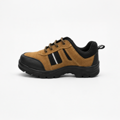 Tungsten Safety Hill 6000 PU Sole Suede Leather Steel Toe Tan & Black Safety Shoes, Size: 7