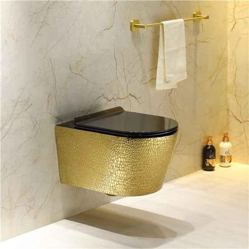 Buy InArt Ceramic Black & Gold Wall Mounted Rimless P Trap Western