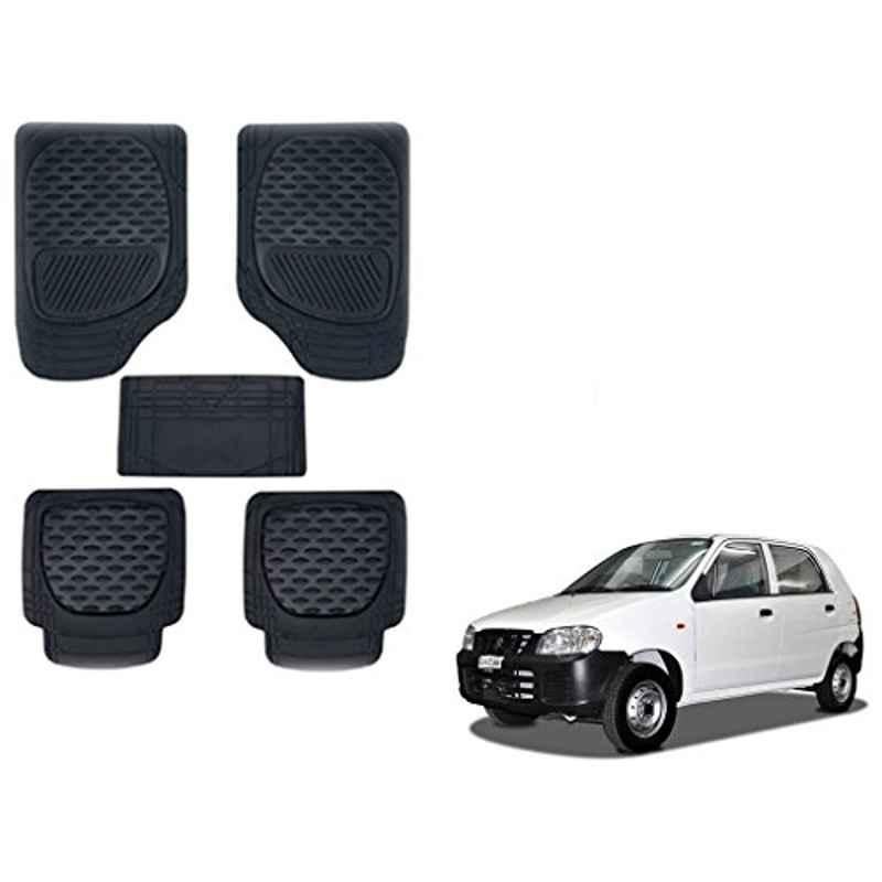 Kozdiko 6255TW 5 Pcs PVC & Rubber Black Car Mat Set for Maruti Suzuki Alto