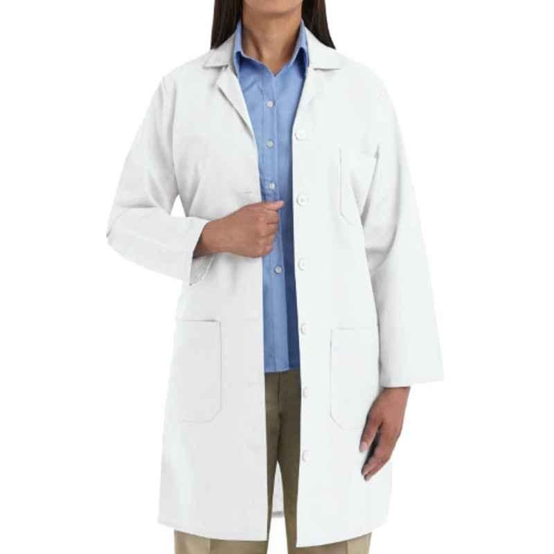Superb Uniforms Polyester & Cotton White Full Sleeves Long Lab Coat for Doctors, SUW/W/LC07, Size: XL