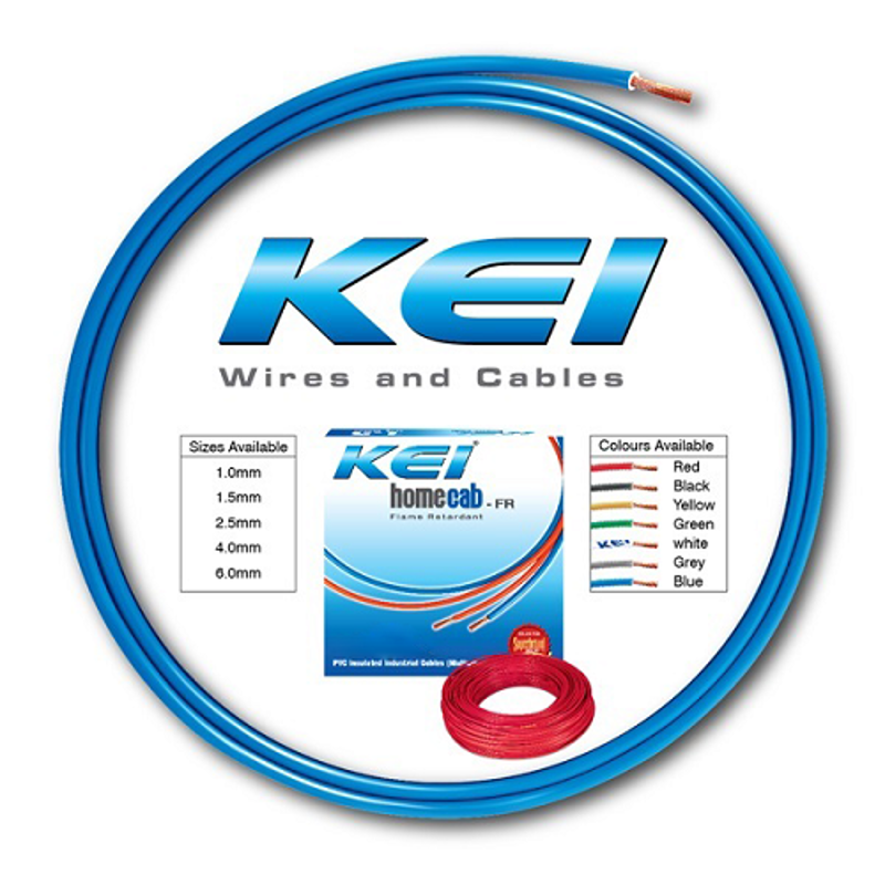 KEI 16 Sqmm Single Core Homecab FR Blue Copper Unsheathed Flexible Cable, Length: 90 m