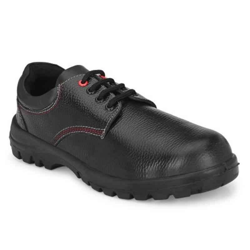 Kavacha S201 Pure Leather Steel Toe Black Safety Shoes, Size: 10