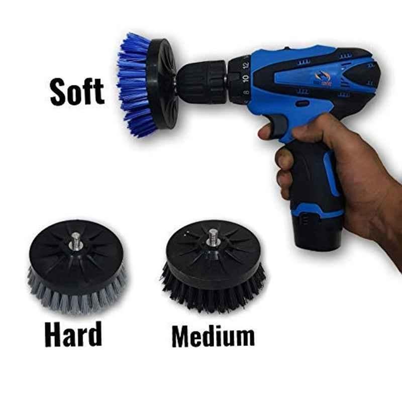 Krost Cordless Screwdriver Drill Machine With Hurricane Brushes For Car Detailing And Home Cleaning Medium Blue