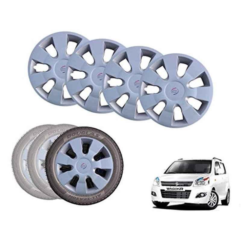 Auto Pearl 13 inch ABS Silver Car Hubcap Wheel Cover with Retention Ring Set for Wagon R 2013