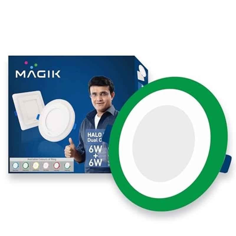 Magik Halo 6+6W 6500K Cool White & Green Dual Colour LED Panel Light, PCHA06CG4167