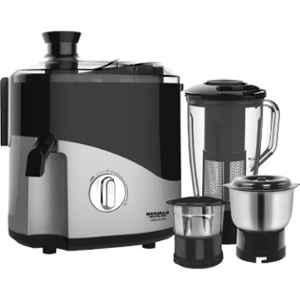 Maharaja Whiteline Odacio Plus 550W 18000 rpm Plastic Black & Silver Juicer Mixer Grinder with 3 Jars, JX1-157