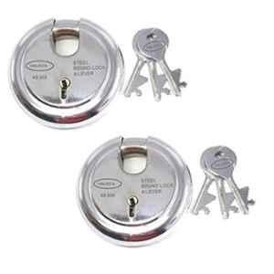 Onjecx 65mm 6 Levers Stainless Steel Round Heavy Duty Pad Lock with 3 Keys, RPL652 (Pack of 2)