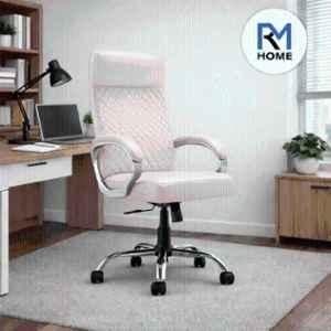 RM HOME Elvon Leather High Back Beige Executive Chair
