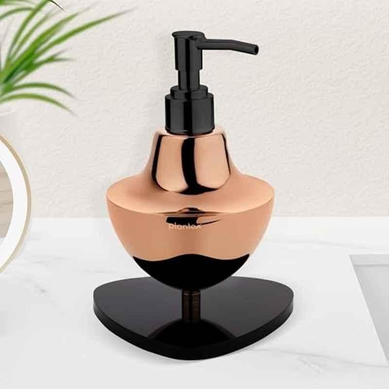 Plantex Liquid Stainless Steel & Acrylic Soap Dispenser for Bathroom/Shampoo Handwash Dispenser for Bathroom Accessories (Rose Gold & Black)