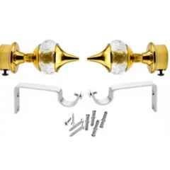 Ojass 9.5x4cm Stainless Steel Gold Solid Crystal Diamond Curtain Bracket with Support Clamp, SCB02GOLD (Pack of 2)