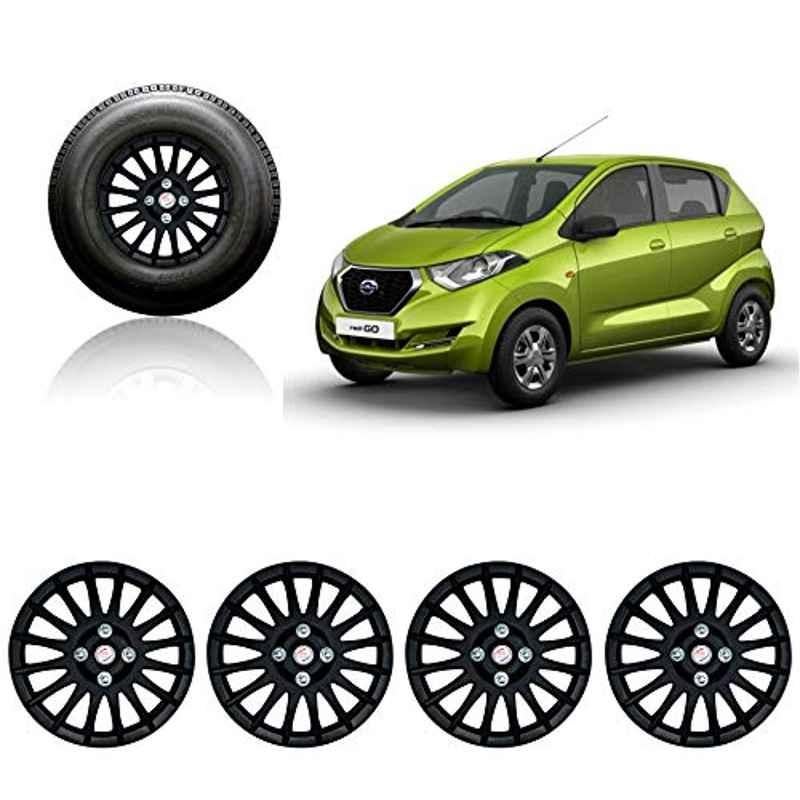 Auto Pearl 4 Pcs 13 inch ABS Black Wheel Cover Set for Datsun Redi Go