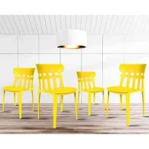Rose Aux Cafe 4 Pcs Plastic Yellow Chair Set without Arm for Cafe, Dining, Restaurant & Banquet