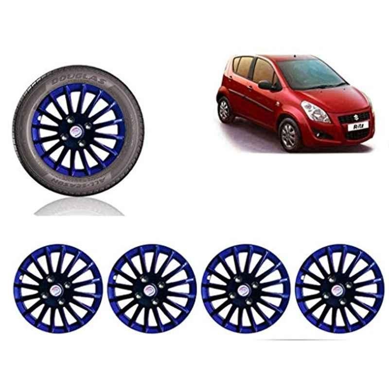 Auto Pearl 4 Pcs 14 inch ABS Black & Blue Car Wheel Cover Set for Maruti Suzuki Ritz Type2