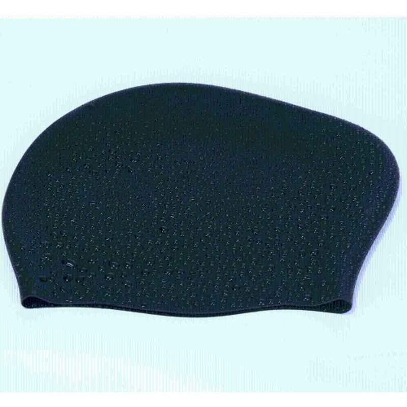 Matrica Elastomeric Solid Silicone Charcoal Black Swimming Cap, Size: Free