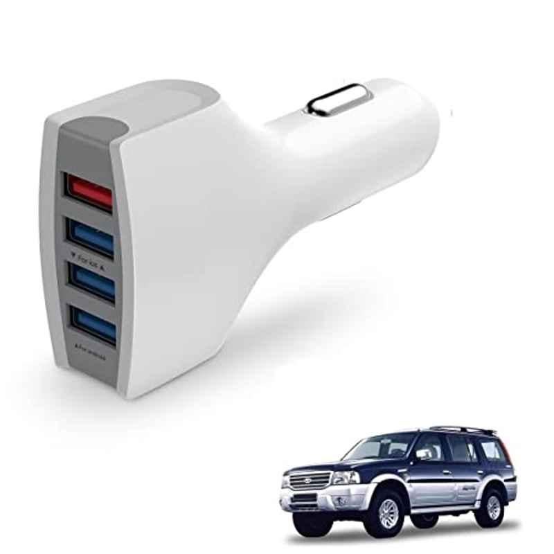 Kozdiko 36W 4.1 White USB Car Fast Charger with 4 Ports for Ford Endeavour