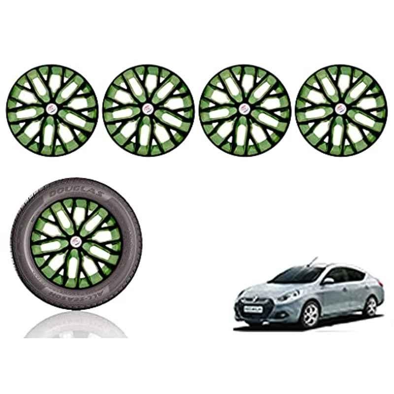 Auto Pearl 14 inch ABS Black & Green Press Type Car Hub Cap Wheel Cover for Scala RXE