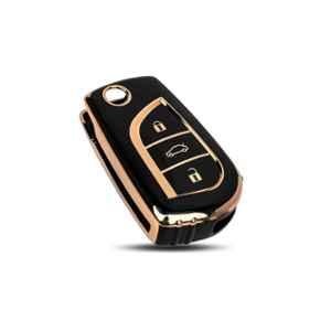 Flymaster Thermoplastic Polyurethane Black TPU Car Key Cover, BLACK-TPURKE-21