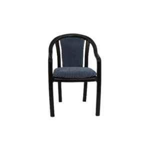 Supreme Ornate Plastic Medium Back Black & Blue Cushion Chair with Arm (Pack of 4)