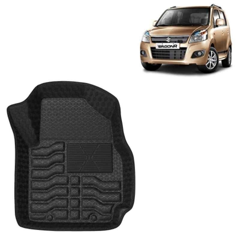 Kingsway 3 Pcs Premium 4.5D 100% Waterproof Tray Shape PVC Black Car Floor Mat Set for Maruti Suzuki Wagon R 2010 to 2018 All Model