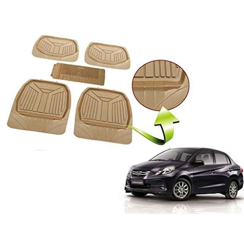 Kozdiko 5 Pcs Rubber Beige 3G Rubber Mat Set for Honda Civic