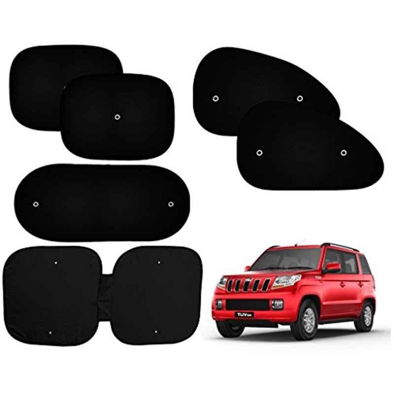Auto Pearl 6 Pcs PVC & Mesh Black Window, Front & Rear Sun Shade Set for Mahindra TUV-300