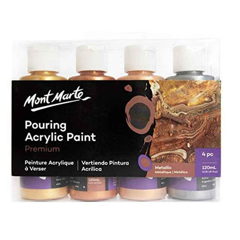 Mont Marte 4 Pcs 120ml Metallic Pour Paint Set