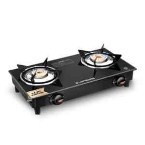 Longway 2 Burner Auto Ignition Black Glass Top Gas Stove, Furn-Auto-2B