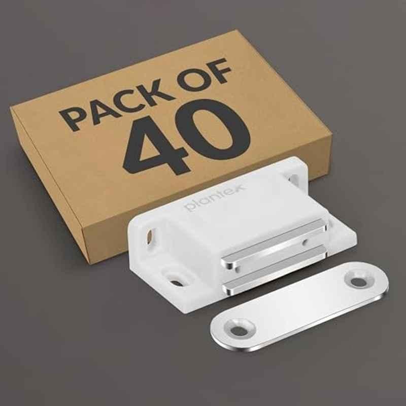Plantex Iron & Plastic White Magnet Door Catcher for Cabinet, APS-1200 (Pack of 40)