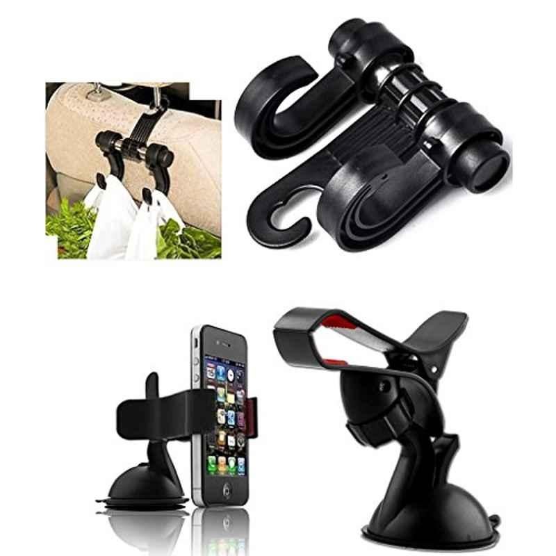 Kozdiko Car Double Hook Headrest Luggage Holder & Car Moblie Stand Combo