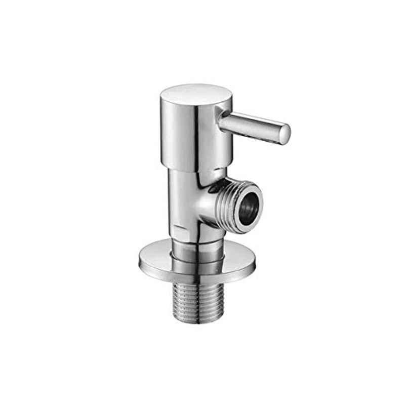 ZAP Terrim Brass Chrome Finish Angle Cock Valve with Wall Flange