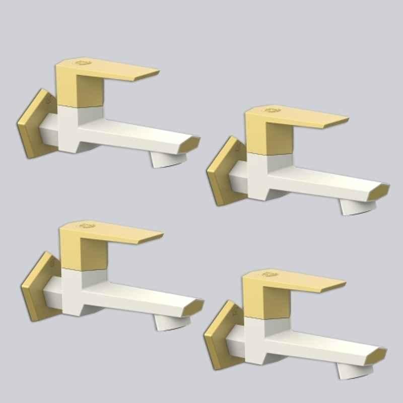 RN G20 15mm PTMT Ivory & Bright Gold Foam Flow Long Body Bib Cock with Flange (Pack of 4)