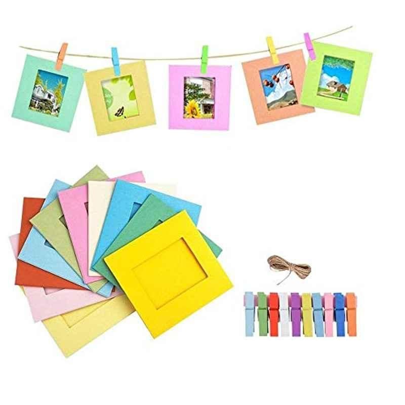 Rubik 9x9.5cm Paper Photo Frame with Hanging Wooden Clips