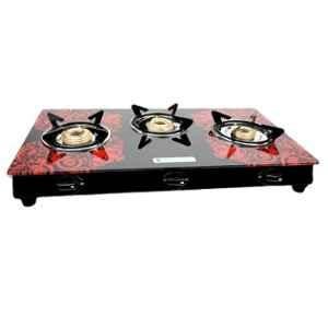 Milton Premium 3 Burner Red Glass LPG Stove