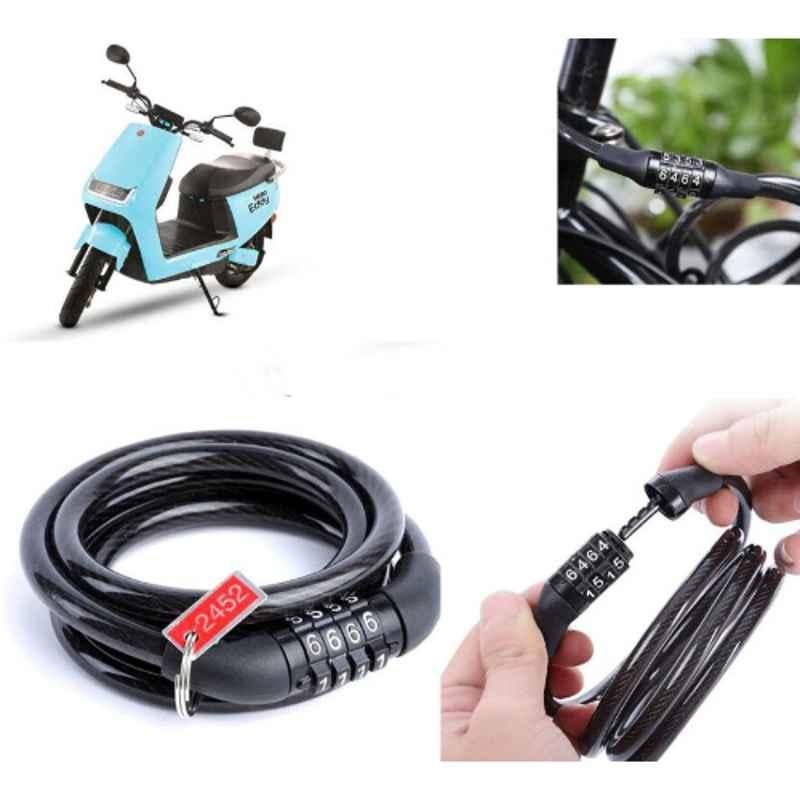 Auto Pearl PVC & Plastic Black Combination Cable Lock for Electric Scooter, 634